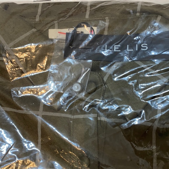 Le Lis Olive Green Checkered Long Sleeve Romper S - Picture 6 of 7